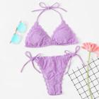 Shein Scalloped Trim Self Tie Bikini Set