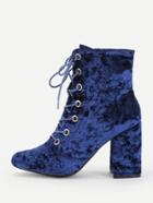 Shein Lace Up Crushed Velvet Boots