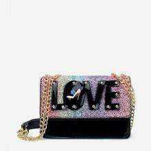 Shein Glitter Panel Flap Chain Bag