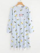 Shein Pineapple Print Pinstripe Pajama Dress