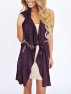 Shein Draped Open Front Belted Vest
