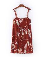 Shein Red Floral Layer Cami Top