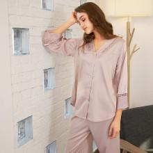 Shein Solid Button Up Pajama Set
