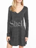 Shein Grey Striped T-shirt Dress