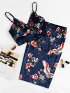 Shein Floral Velvet Bralette Top & Pencil Skirt Co-ord
