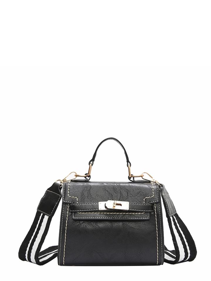 Shein Twistlock Grab Bag With Striped Strap