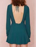 Shein Dark Green Backless A Line Dress