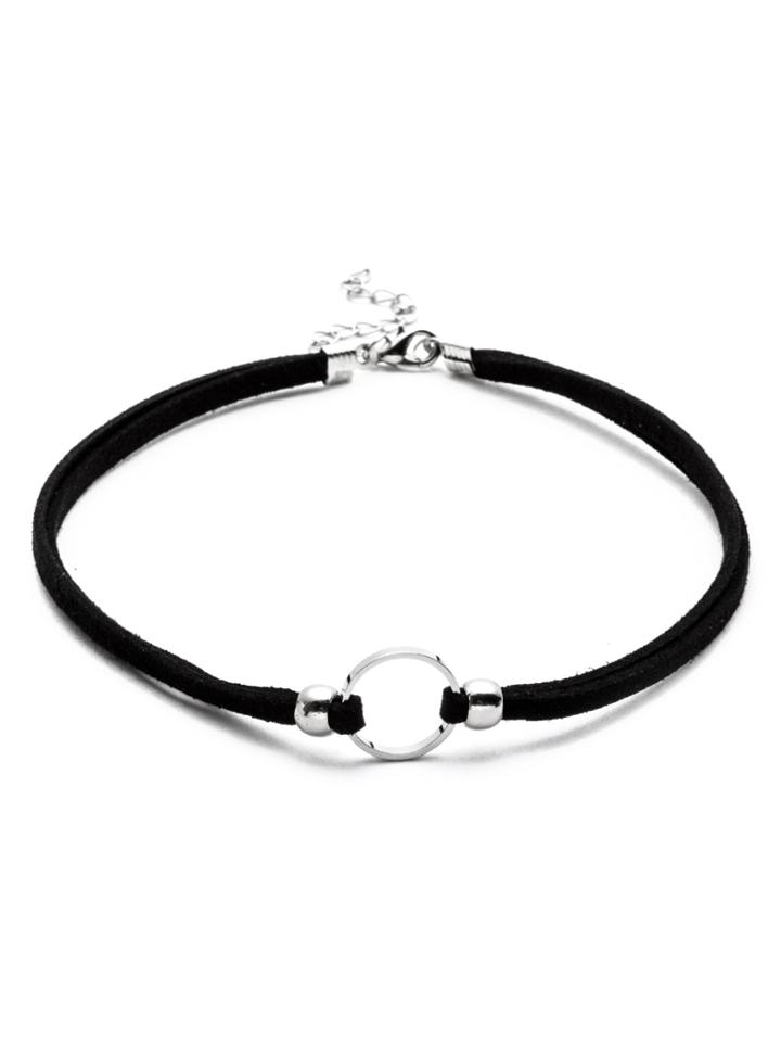 Shein Silver Plated Circle Cord Choker Necklace