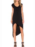 Shein Black Cap Sleeve Dropped Hem Dress
