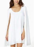 Rosewe Attractive Round Neck Solid White Chiffon Dress For Summer