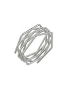 Shein Silver Color Punk Design Metal Band Finger Rings For Ladies