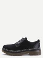Shein Black Suede Round Toe Lace Up Low Top Shoes