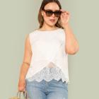 Shein Plus Lace Insert Overlap Front Top