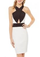 Rosewe Vogue Color Block Hollow Design High Waist Dress