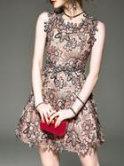 Shein Pink Crochet Hollow Out A-line Dress