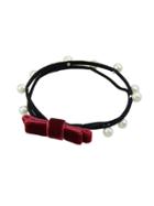 Shein Red Colorful Velvet With Simulated-pearl Bowknot Headbands Headwear