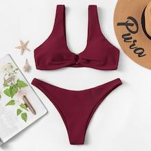 Shein Ring Detail Plain Bikini Set