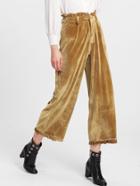 Shein Frilled Waist And Hem Velvet Culotte Pants