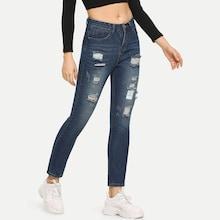 Shein Ripped Button Waist Pants