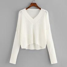 Shein Drop Shoulder V Neckline Ripped Jumper