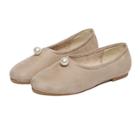 Shein Faux Pearl Featrued Vamp Beige Faux Suede Flats
