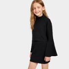 Shein Girls Roll Neck Ribbed Knit Pullover & Skirt Set
