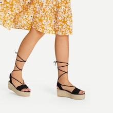 Shein Lace Up Espadrille Flatform Wedge Sandals