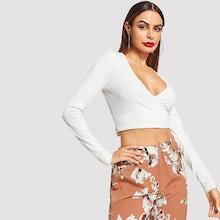 Shein Wrap Knot Front V-neck Tee
