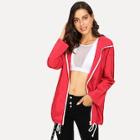 Shein Drawstring Hem Zipper Up Jacket