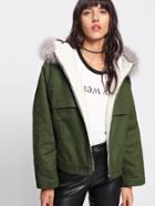 Shein Faux Fur Lined Hooded Coat
