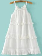 Shein White Ruffle Trim Slip Dress