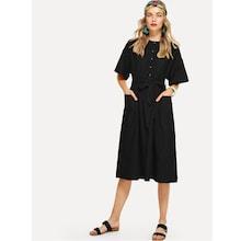 Shein Self Tie Pocket Front Dress