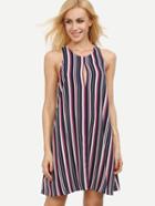 Shein Multicolor Vertical Striped Hollow Dress