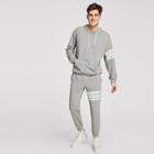 Shein Men Pocket Front Striped Hoodie And Sweatpants Set