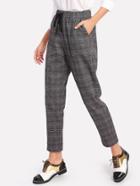 Shein Drawstring Plaid Carrot Pants