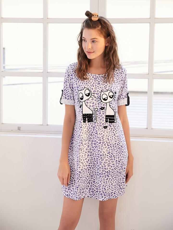 Shein Cat Print Leopard Dress