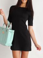 Shein Black Half Sleeve Elbow Sleeve Straight Dress
