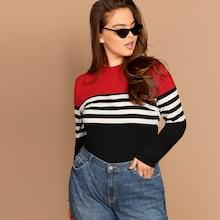 Shein Plus Mock-neck Form Fitting Tee
