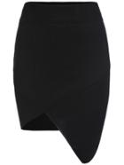 Shein Black Elastic Waist Jersey Asymmetrical Skirt