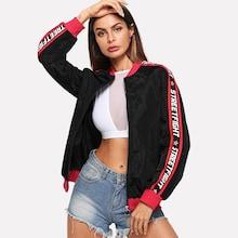 Shein O-ring Zip Up Letter Side Jacket