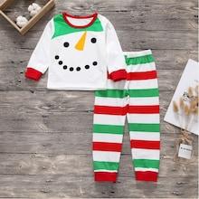 Shein Toddler Girls Christmas Print Top & Striped Pants