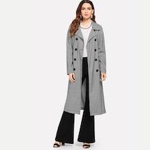 Shein Double Button Plaid Coat