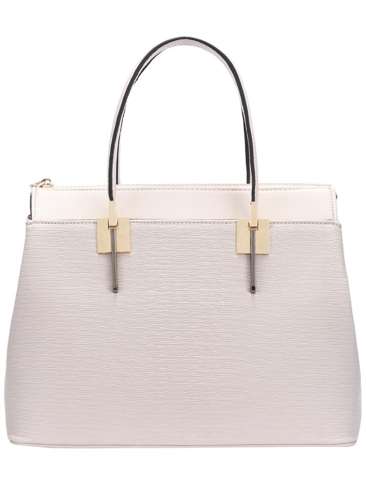 Shein Beige Double Handle Zipper Pu Shoulder Bag