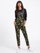 Shein Rolled Up Hem Camo Overalls