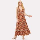 Shein Knot Front Lace Insert Patchwork Print Dress
