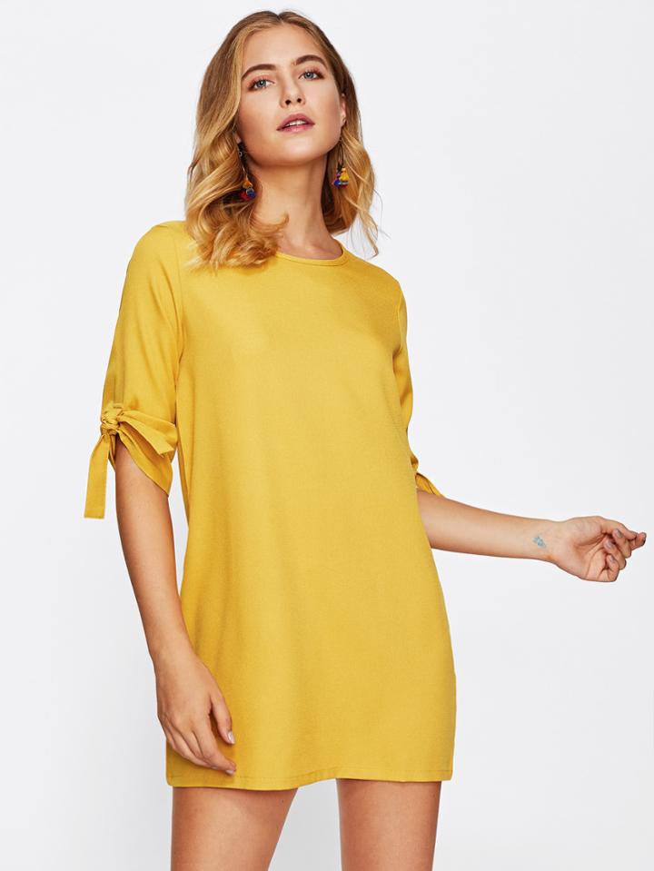 Shein Tie Cuff Tunic Dress