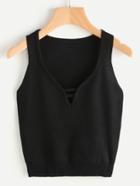 Shein Plunging V-neckline Ribbed Trim Tank Top