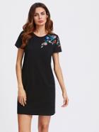 Shein Blossom Embroidered Tee Dress
