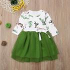 Shein Toddler Girls Contrast Mesh Leaf Print Dress