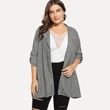 Shein Plus Roll Up Sleeve Open Front Outerwear